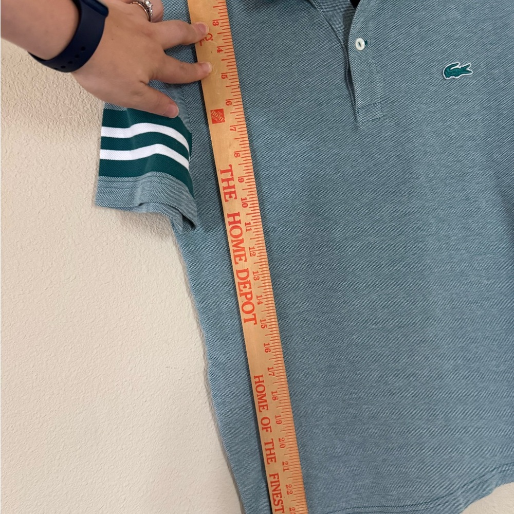 Lacoste Slim Fit Polo Shirt Green Striped Sleeve Size Small - Picture 6 of 6